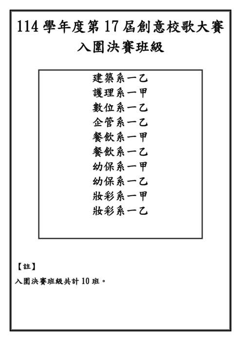 第17屆創意校歌大賽入圍決賽班級圖片