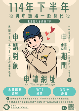 1140324_114年下半年役男申請服一般替代役甄選作業規定圖片